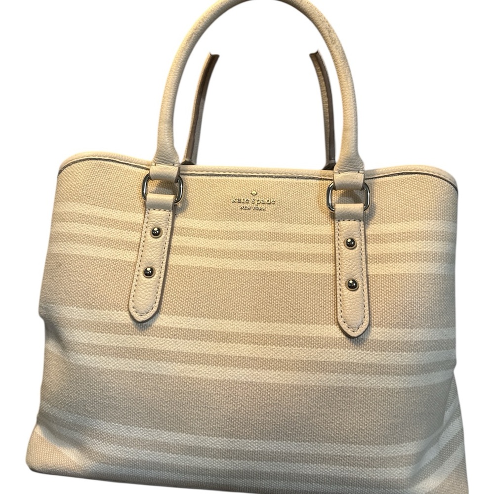 Kate Spade Beige Striped Satchel